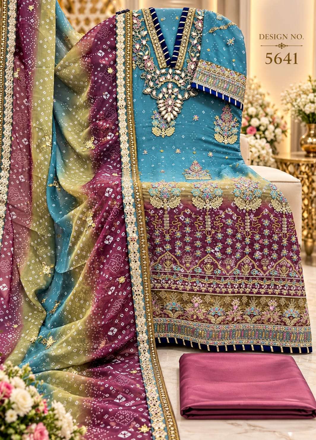 SHREE FABS SF 5641 COLOR CHIFFON KHATLI MULTI WORK SALWAR SUIT FOR LADIES WHOLESALER